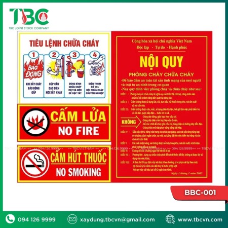 Bộ nội quy tiêu lệnh PCCC 4 tấm (Tôn tráng kẽm)